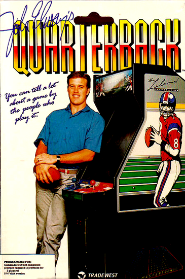 John Elway's Quarterback Club box art for Commodore 64